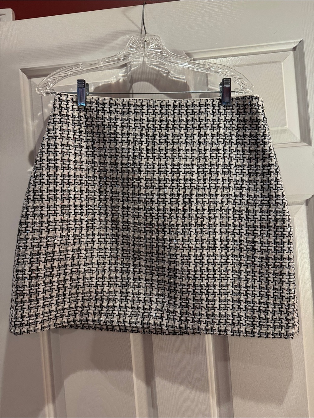 LOFT Black and White Tweed Mini Skirt